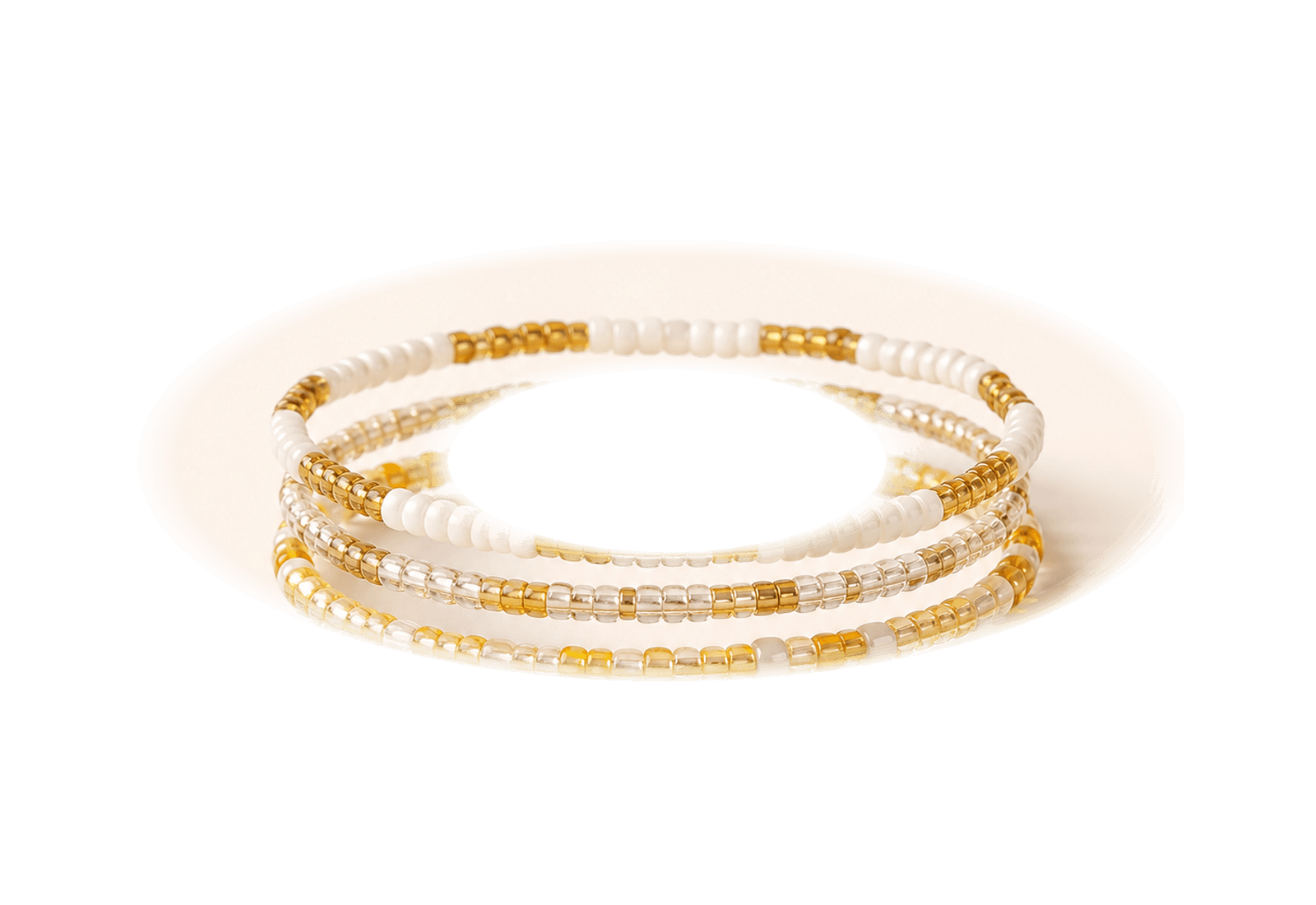Pineapple Crush bracelet stack on a transparent background.