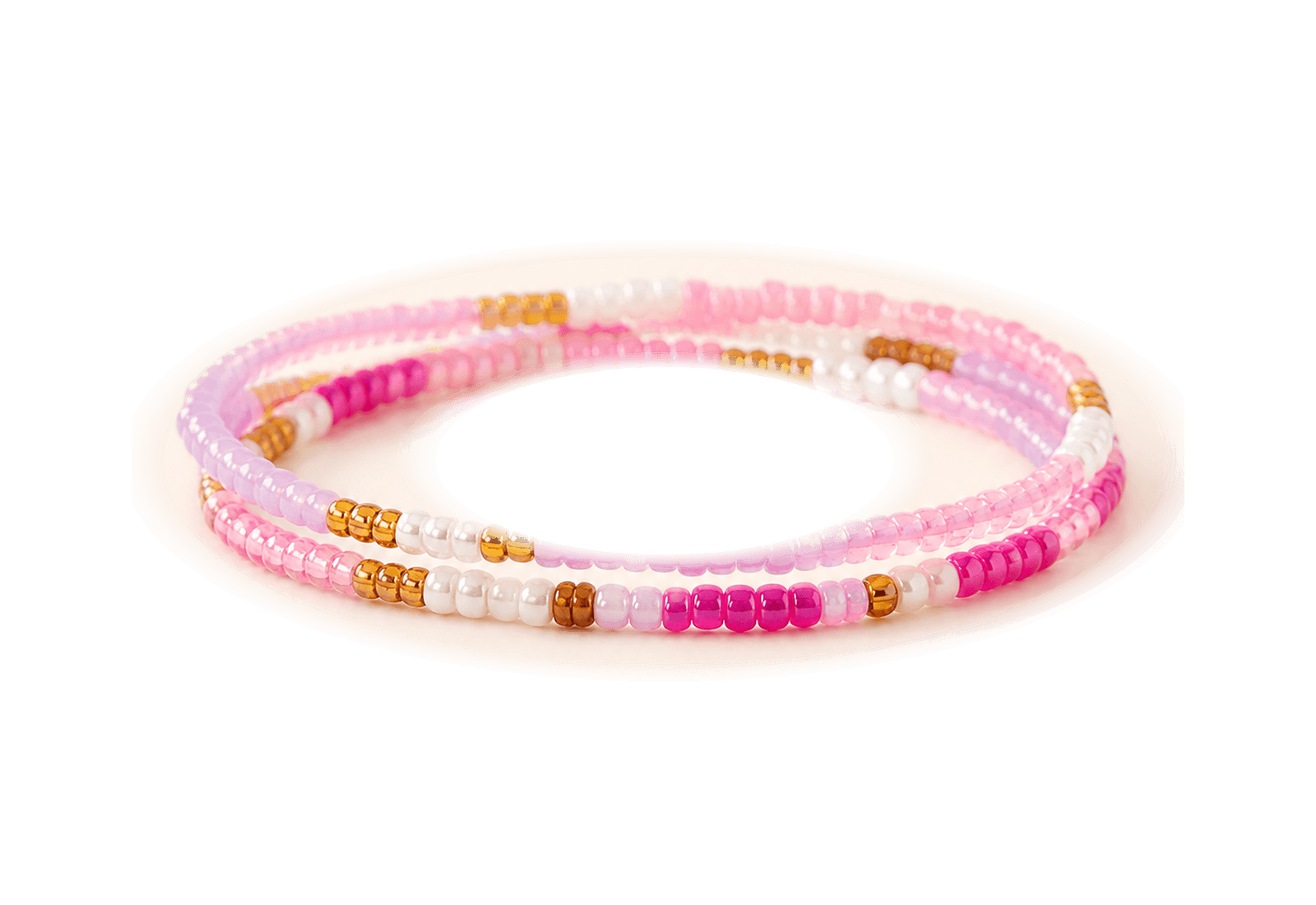 Raspberry Fizz bracelet stack on a transparent background.