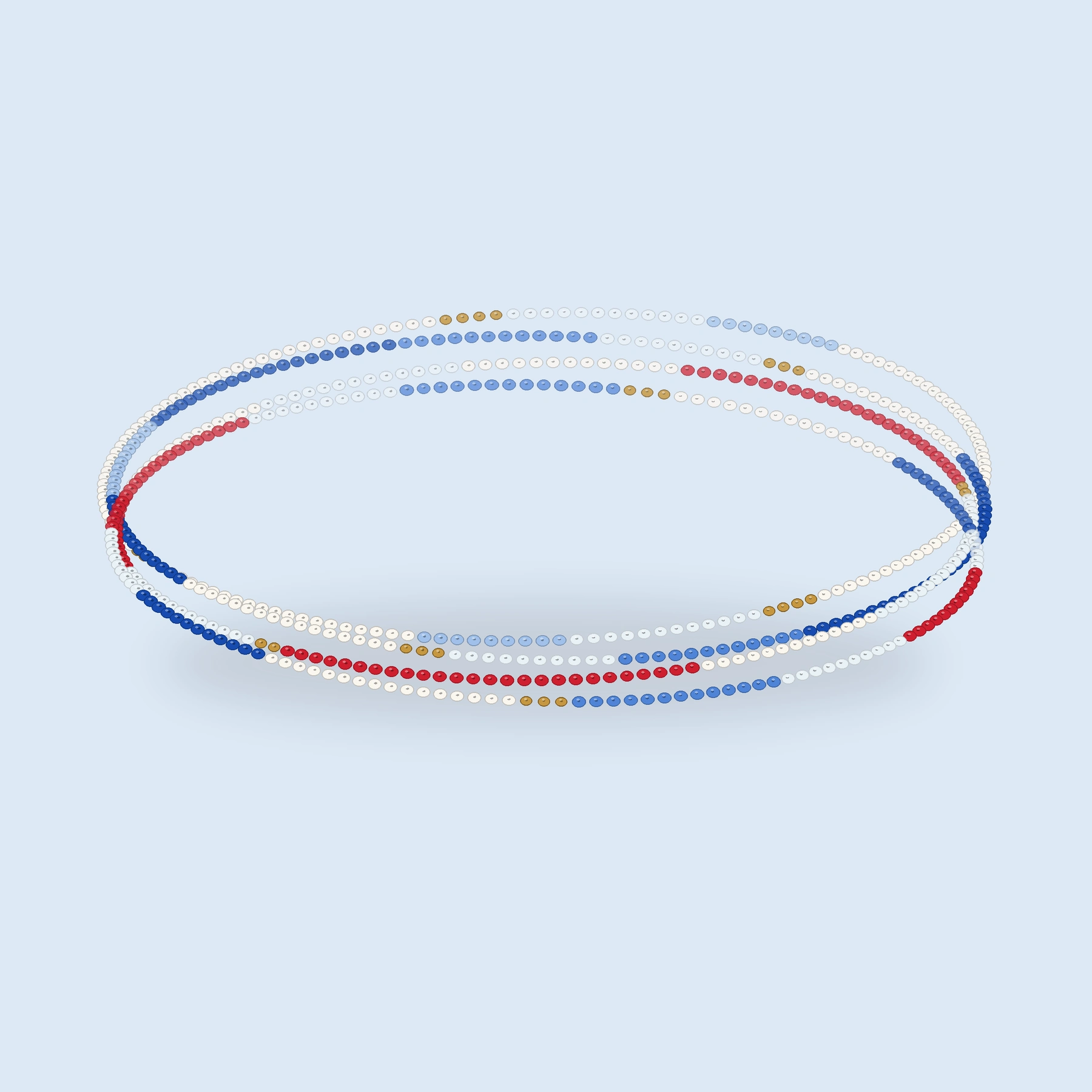 RWB bracelet open stack on a solid pastel background.