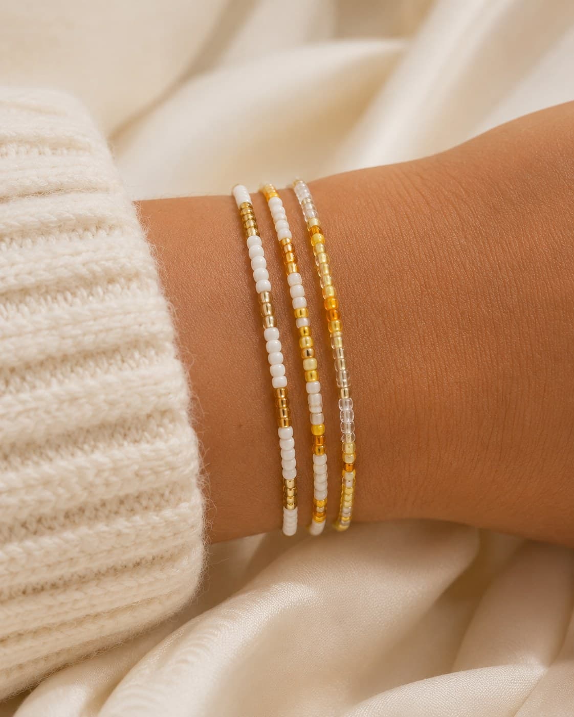 Pineapple Crush bracelet stack worn on the wrist.