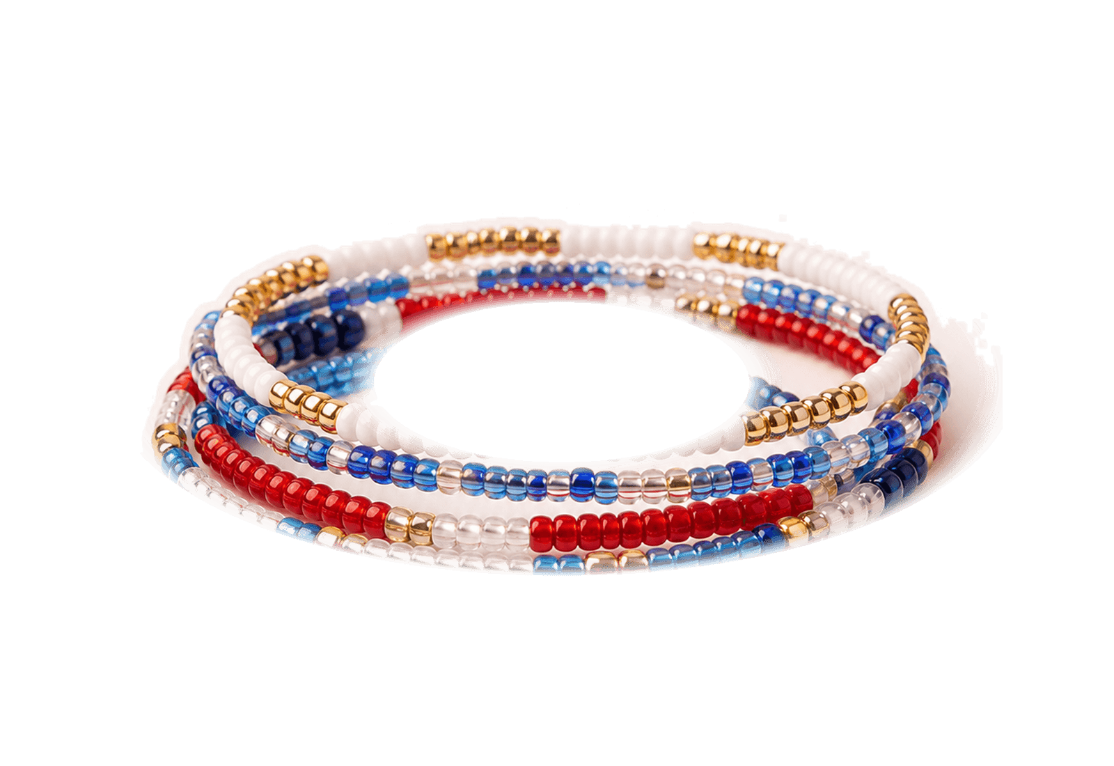 RWB bracelet stack on a transparent background.
