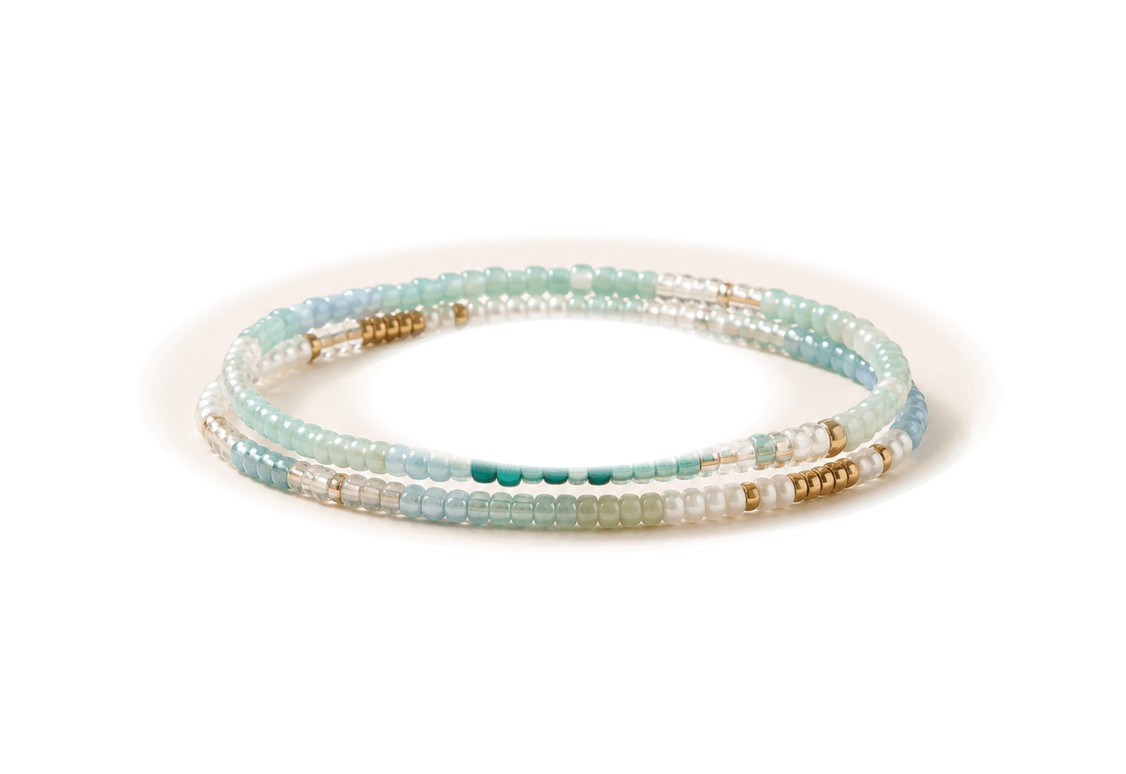 Tiny Turquoise bracelet stack on a transparent background.